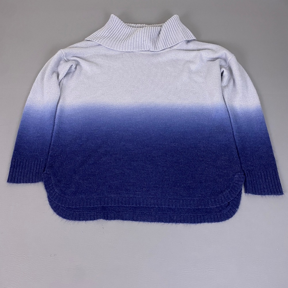 Chico's Sweater Women's Size 2 Large Blue Ombre Cowl Neck Long Sleeve Cozy